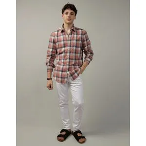 American Eagle AE Slim Fit Plaid Button-Up Shirt