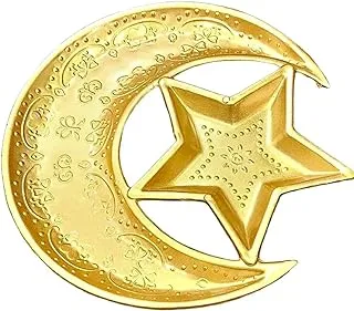 Stellar Stores Star and Crescent Gold Plastic Dish for Nuts, Almond, Snacks, Dates, and Ramadan Deliciously