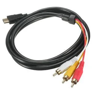 Black 5 Feet 1.5m HDMI Male to 3 RCA Video Audio AV Cable Adapter For HDTV 1080P