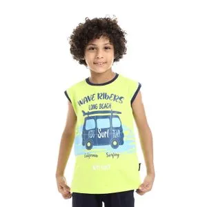 Diadora Boys Printed Cotton Sleeveless T-Shirt - Kiwi