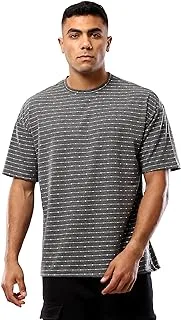 Ravin Patterned Relaxed Fit Heather Dark Grey Tee