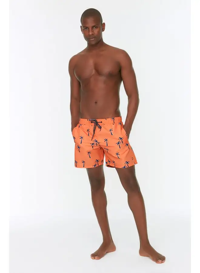 trendyol Salmon Men's Tropical Printed Standard Size Swimwear, Seafood Shorts.