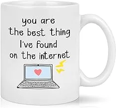 Cabtnca Valentines Day Gift for Him Her, Best Thing I've Found on The Internet, Valentines Coffee Mug, Met Online Gifts, Mens Valentines Gifts, Boyfriend Girlfriend Birthday Gifts, 11Oz