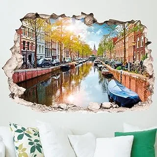 Decorative landscape sticker - The Amstel river in Amsterdam (100x150cm)