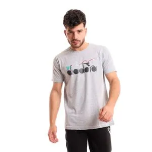 Diadora Men Cotton Printed T-Shirt - Grey