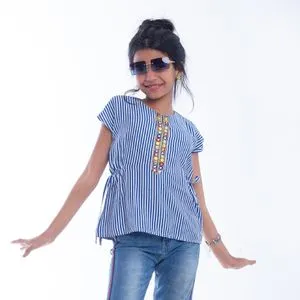 Bebo BEBO_Striped Blouse For Girls_Blue