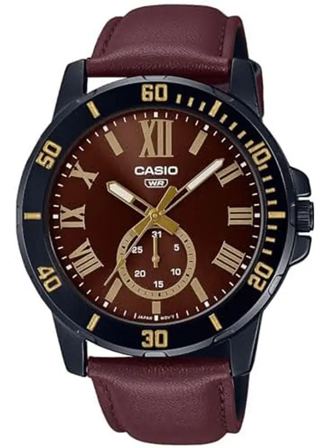 CASIO Leather Chronograph Watch MTP-VD200BL-5BUDF