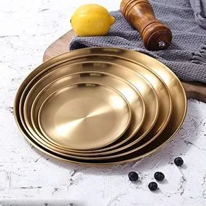 European-style Dinner Plate, Golden Color, Circular Design, In Various Sizes To Suit All Uses