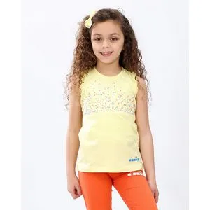 Diadora Girls Cotton Sleevless T-Shirt - Yellow