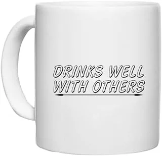 UDNAG White Ceramic Coffee/Tea Mug 'Party | Drinks Well with Others' Perfect for Gifting [330ml]