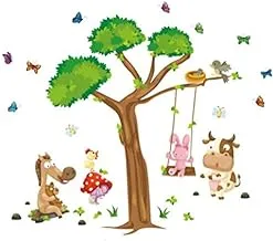 Removable Cartoon Forest Animal Tree Swing Nursery Wall Stickers