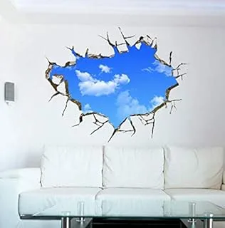 3D Blue Sky clouds Wall Sticker Living Room Bedroom wallpaper Broken Wall Blue Sky Wall Sticker Ceiling TV Background Wall Sticker