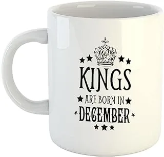 Happu - Printed Ceramic Coffee Mug, Happy Birthday, December Born Design, Kings are Born in Dec, Gifts for Boss, Gifts for Professional, Gifts for Father, Gifts for Bro, 325 ML(11Oz), 1387-WH