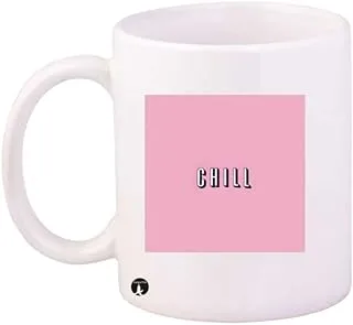 PRINTED English Phrases Printed Coffee Mug White Pink Standard Size