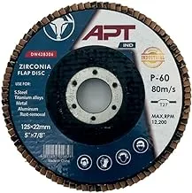 APT 060 Grit Flat Type 27 Zirconia Flap Disc, 125 mm x 22 mm x 23 mm Size