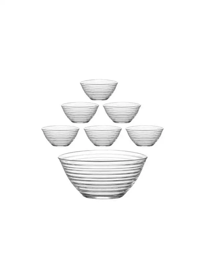 LAV 7 Piece Patterned Salad Bowls Set -Clear