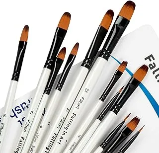 Falling in Art Paint Brushes Set, 12 PCS Nylon Professional Filbert Paint Brushes for Watercolor, Oil Painting, Acrylic, Face Body Nail Art, Crafts, Rock Painting