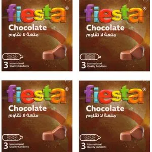 Fiesta Chocolate Condoms Dotted & Flavored 4 Packs Of 3 Condoms