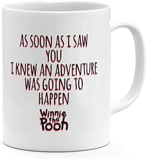 كوب قهوة من Adventure Quote Pooh سعة 11 أونصة كوب سيراميك مبتكر للمغامرة باللون البرتقالي سعة 11 أونصة