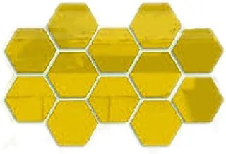 12pcs Hexagonal Gold Mirror Like Wall Sticker Decor