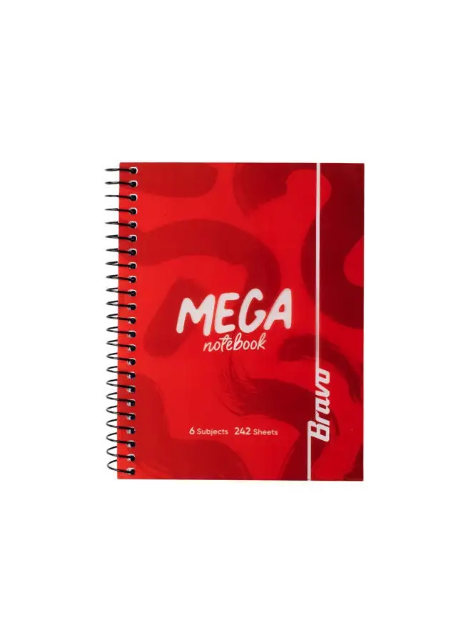 Bravo New Mega Notebook medium - 6 Subjects – Red