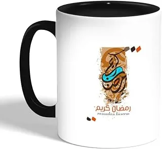 كوب قهوة بطبعة رمضان كريم ، أسود (سيراميك)