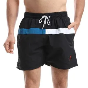 Activ Tri-Tone Elastic Waist Black, Blue & White Swim Short