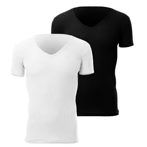 Cottonil Bundle Of (2) V Neck Breathable Cotton Undershirts