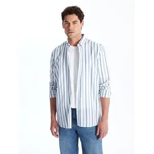 LC Waikiki Regular Fit Long Sleeve Striped Linen Blended Men's Shirt