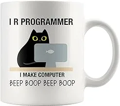 Panvola IR Programmer I Make Computer Beep Cat Lover برمجة هدية التخرج للطلاب كوب قهوة من السيراميك (11 أونصة)