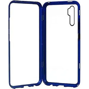 Case 360 Degree Full Cover 2 Pieces Metal Frame Magnetic Tempered Glass Back Case For Xiaomi Mi Note 10 Lite - Blue