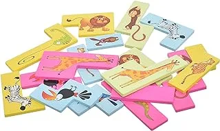 Wood Animals Tetris Puzzle With Colorful Cards Design For Kids - Multi Color