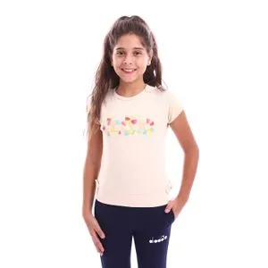 Diadora Girls Cotton Printed T-Shirt - Biege