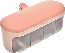 Generic Plastic Oval Divided Seasoning Box Contains Four Slots With Small Spoons And Lid Made Of High Quality Material Practical For Kitchen - Simon Pink