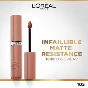 L'Oreal Paris Infaillible Matte Resistance Liquid Lipstick - Intense Color & Matte Finish - Long-lasting - No Transfer - With Hyaluronic Acid - 105 Breakfast In Bed