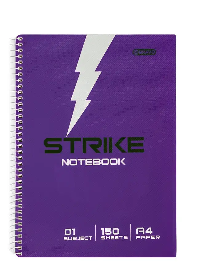 Bravo Bravo Strike Notebook - 150 Sheets - A4 Size - Purple