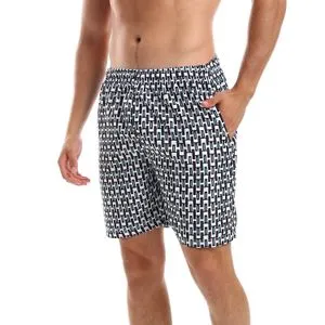 Diadora Men Printed Swim Short - Wht/Blc/Skyblue