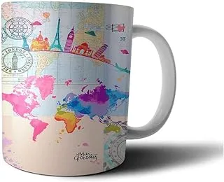 Map and Monuments Printed Ceramic Mug - Multi Color