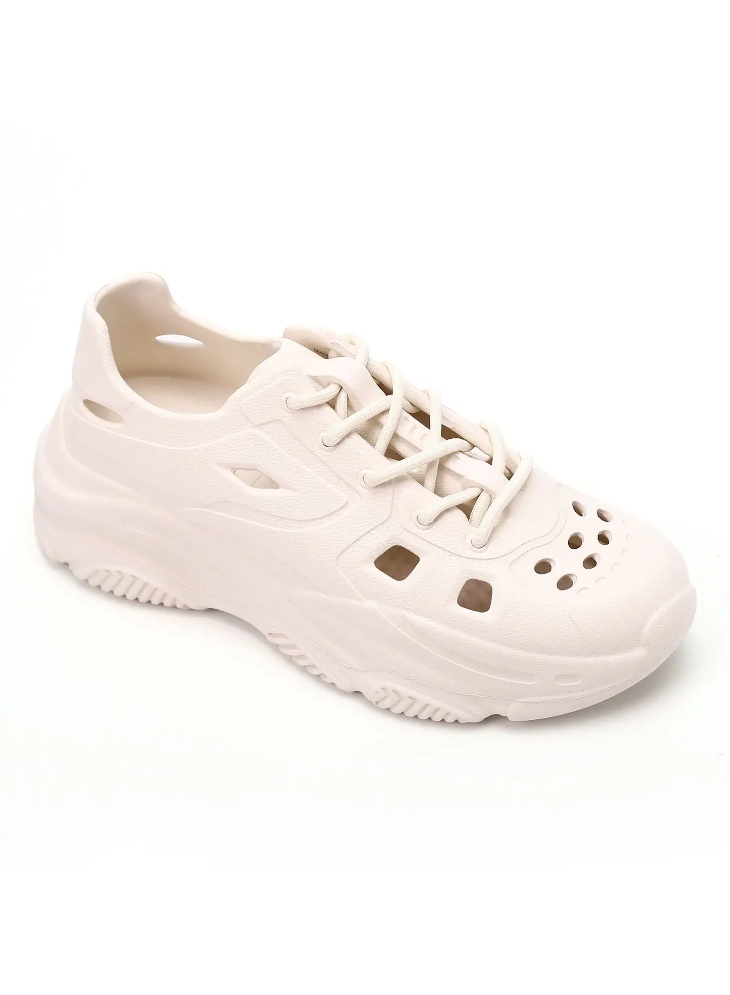 DejaVu Lace Closure Plain Beige Rubber Sneakers