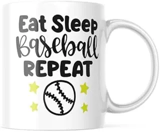 Eat Sleep Baseball Repeat Sports Lover 11 Ounce Ceramic White Coffee Tea Beverage Mug M329