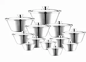 Eldahan Cooking Pot with Lids 12-Pieces Set, Silver