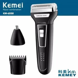 Kemei Km-6558 3X1 ماكينة حلاقة متعددة الوظائف قابلة لإعادة الشحن - أسود