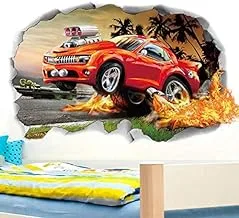 Modern 3D Wall Sticker Fire Flame Off-road Vehicles car Wall Decoration Stickers Bedroom Living Room Bar Club Vinyl Wall Decals-X