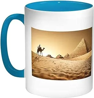 The Pyramids Of Egypt Printed Coffee Mug Blue/White/Brown 11ounce