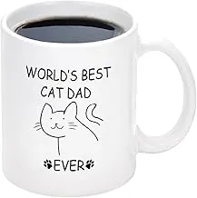 Gift for Dad - World Best Cat Dad Ever Mug - Cat Dad Mugs for Men - Fathers Day Christmas Gift for Dad from Daughter - Dad Cup for Xmas, Birthday, Fathers Day 11 Oz White