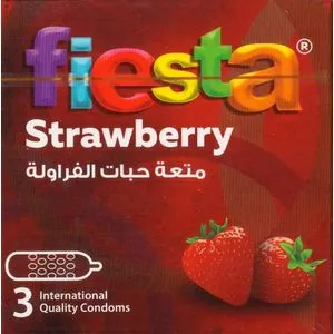 Fiesta Strawberry Condoms - Dotted & Flavored -3 Pcs