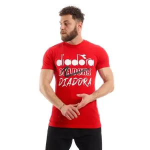 Diadora Men Cotton Printed T-Shirt - Red