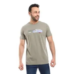 Activ Olive Comfy Multi-Patterned T-Shirt