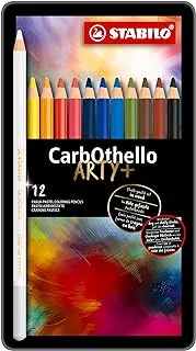 STABILO CarbOthello Chalk Pastel Colouring Pencils – Gift Tin of 12 Assorted Colours