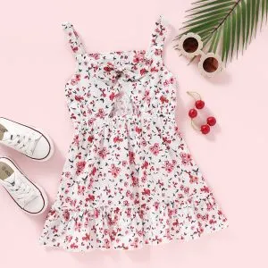 Fashion 1-6Y Kid Girls Chic Hollow Out Backless Floral Slip Dress